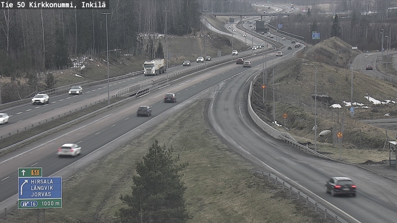 Weather Camera Image Väg 50 Kyrkslätt, Inkilä, Kirkkonummi, Uusimaa