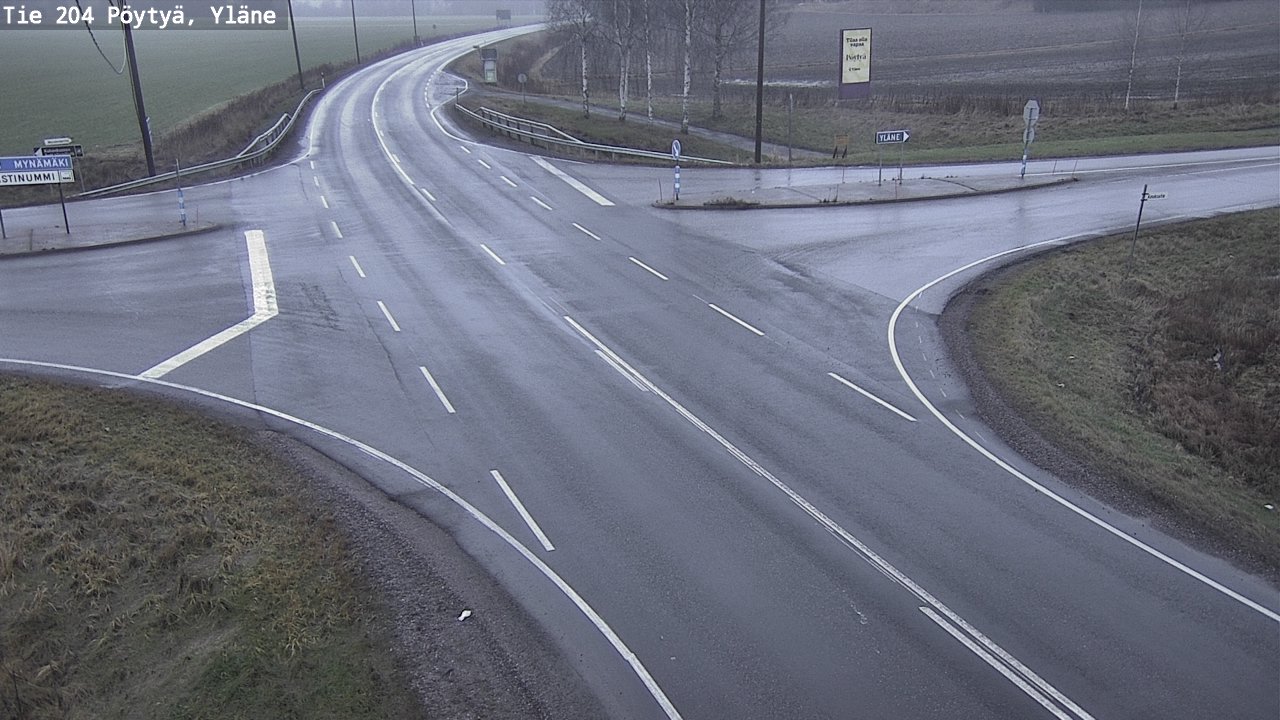 Weather Camera Image Väg 204 Pöytyä, Yläne, Pöytyä, Varsinais-Suomi
