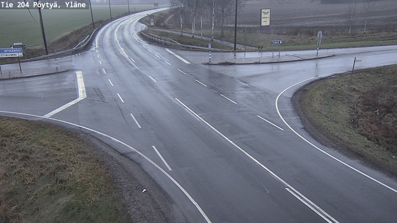 Weather Camera Image Väg 204 Pöytyä, Yläne, Pöytyä, Varsinais-Suomi