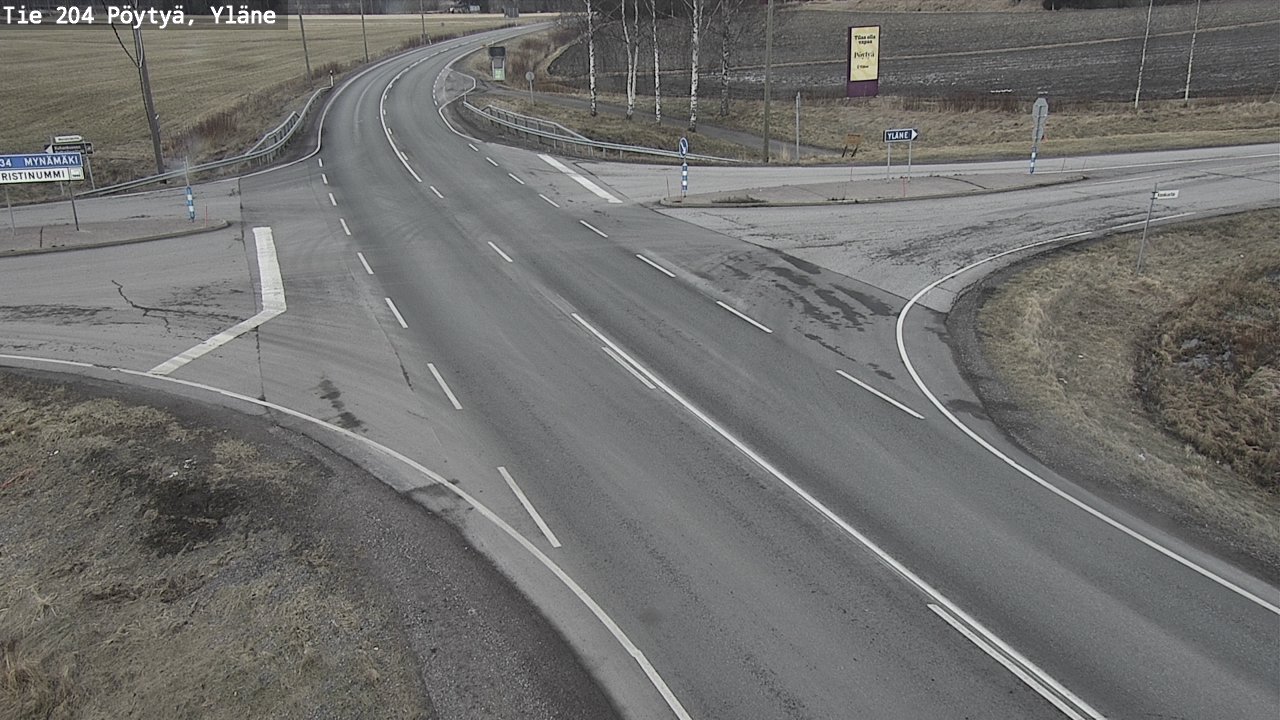 Weather Camera Image Väg 204 Pöytyä, Yläne, Pöytyä, Varsinais-Suomi