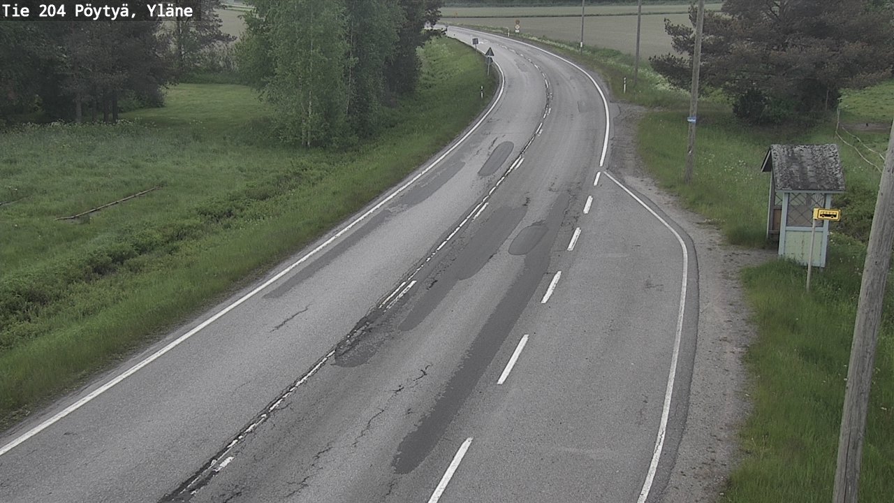 Weather Camera Image Väg 204 Pöytyä, Yläne, Pöytyä, Varsinais-Suomi