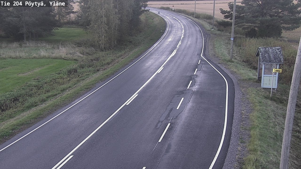 Weather Camera Image Road 204 Pöytyä, Yläne, Pöytyä, Varsinais-Suomi