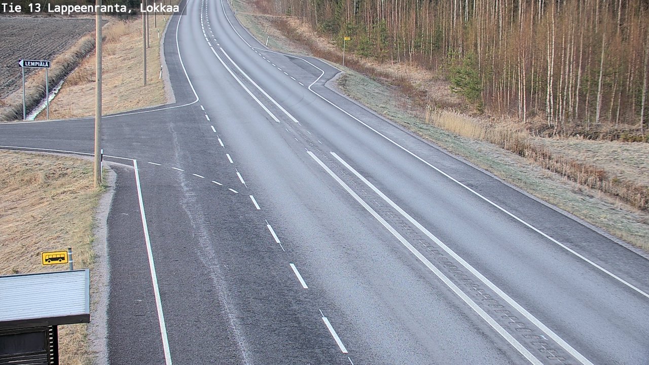 Weather Camera Image Road 13 Lokkaa straight, Lappeenranta, Etelä-Karjala