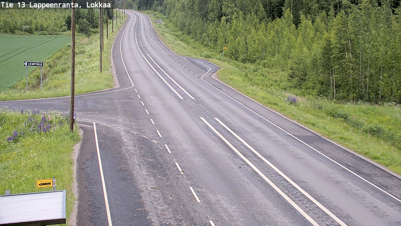 Weather Camera Image Väg 13 Lokkaa rakan, Lappeenranta, Etelä-Karjala