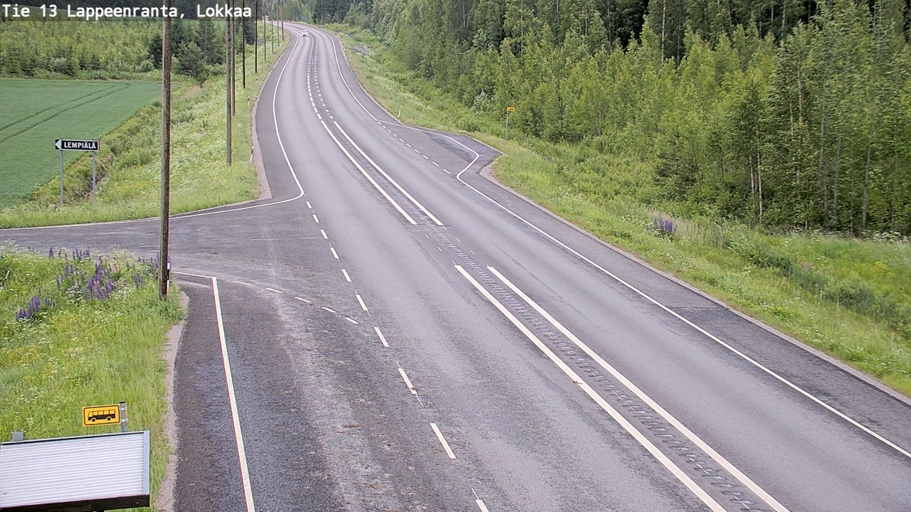Weather Camera Image Väg 13 Lokkaa rakan, Lappeenranta, Etelä-Karjala