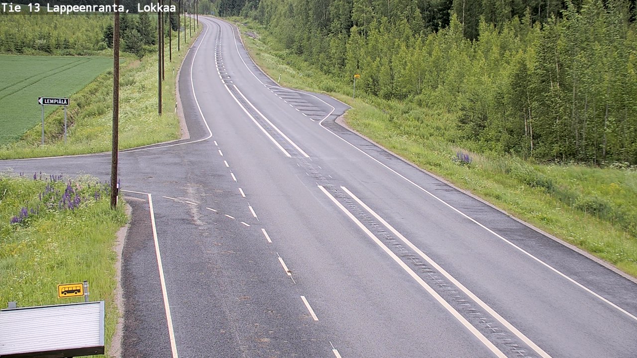Weather Camera Image Väg 13 Lokkaa rakan, Lappeenranta, Etelä-Karjala