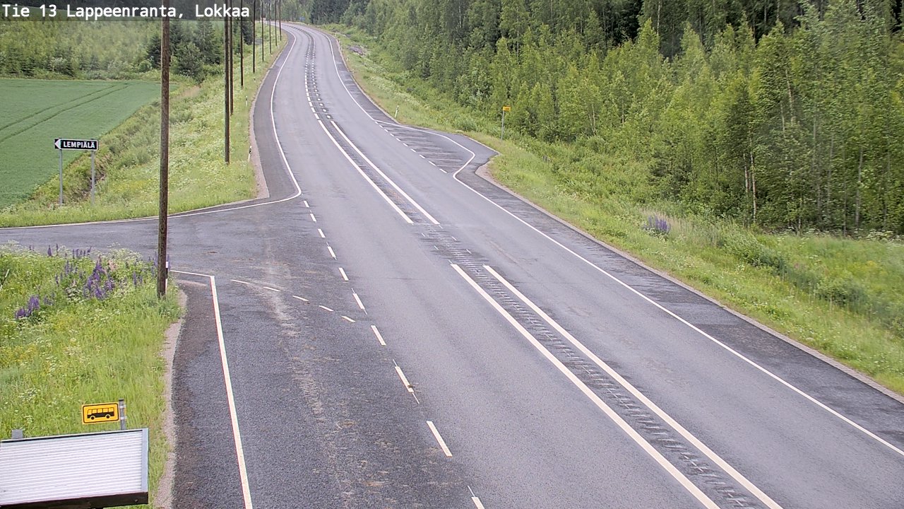 Weather Camera Image Väg 13 Lokkaa rakan, Lappeenranta, Etelä-Karjala
