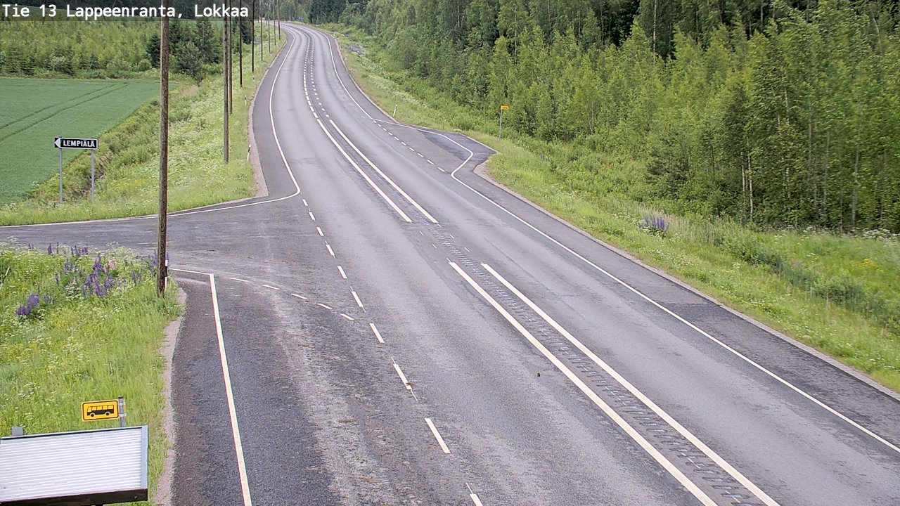 Weather Camera Image Väg 13 Lokkaa rakan, Lappeenranta, Etelä-Karjala