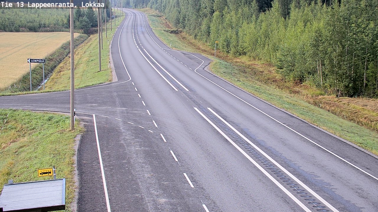 Weather Camera Image Road 13 Lokkaa straight, Lappeenranta, Etelä-Karjala