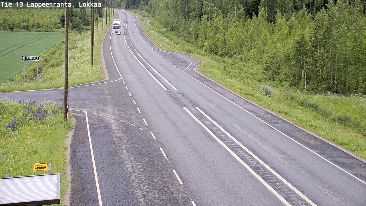 Weather Camera Image Väg 13 Lokkaa rakan, Lappeenranta, Etelä-Karjala