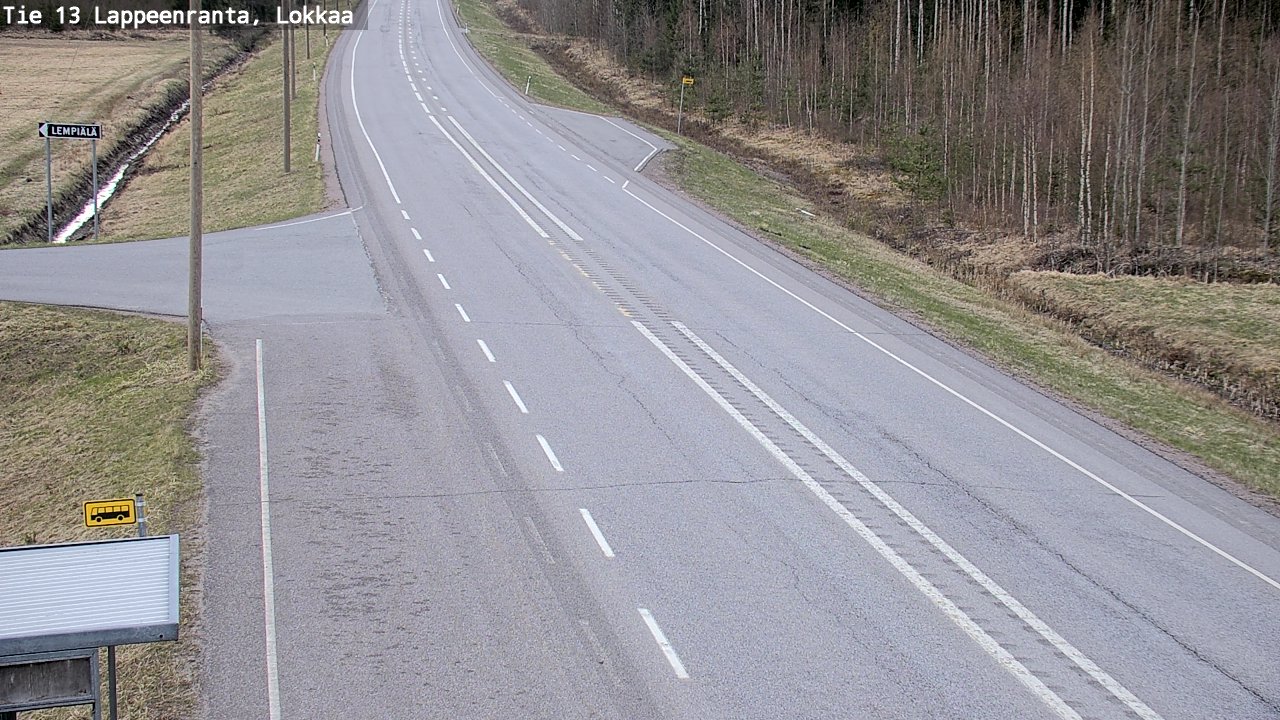 Weather Camera Image Road 13 Lokkaa straight, Lappeenranta, Etelä-Karjala