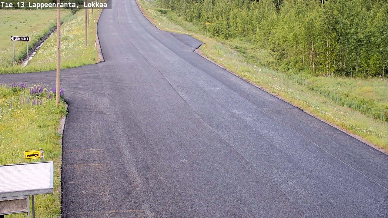 Weather Camera Image Road 13 Lokkaa straight, Lappeenranta, Etelä-Karjala