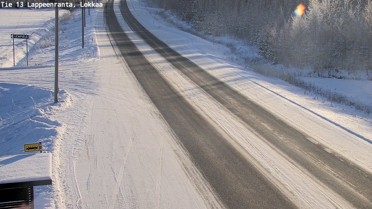 Weather Camera Image Road 13 Lokkaa straight, Lappeenranta, Etelä-Karjala