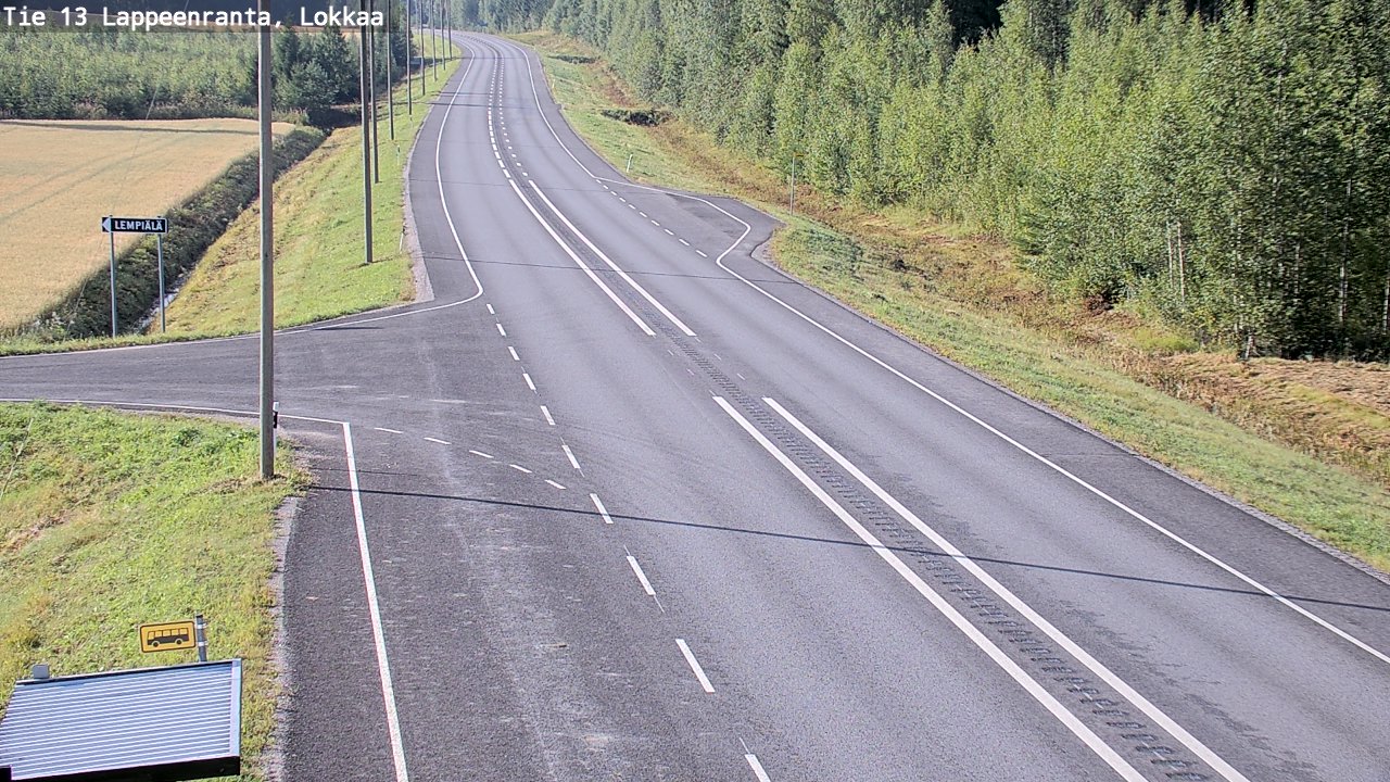 Weather Camera Image Road 13 Lokkaa straight, Lappeenranta, Etelä-Karjala
