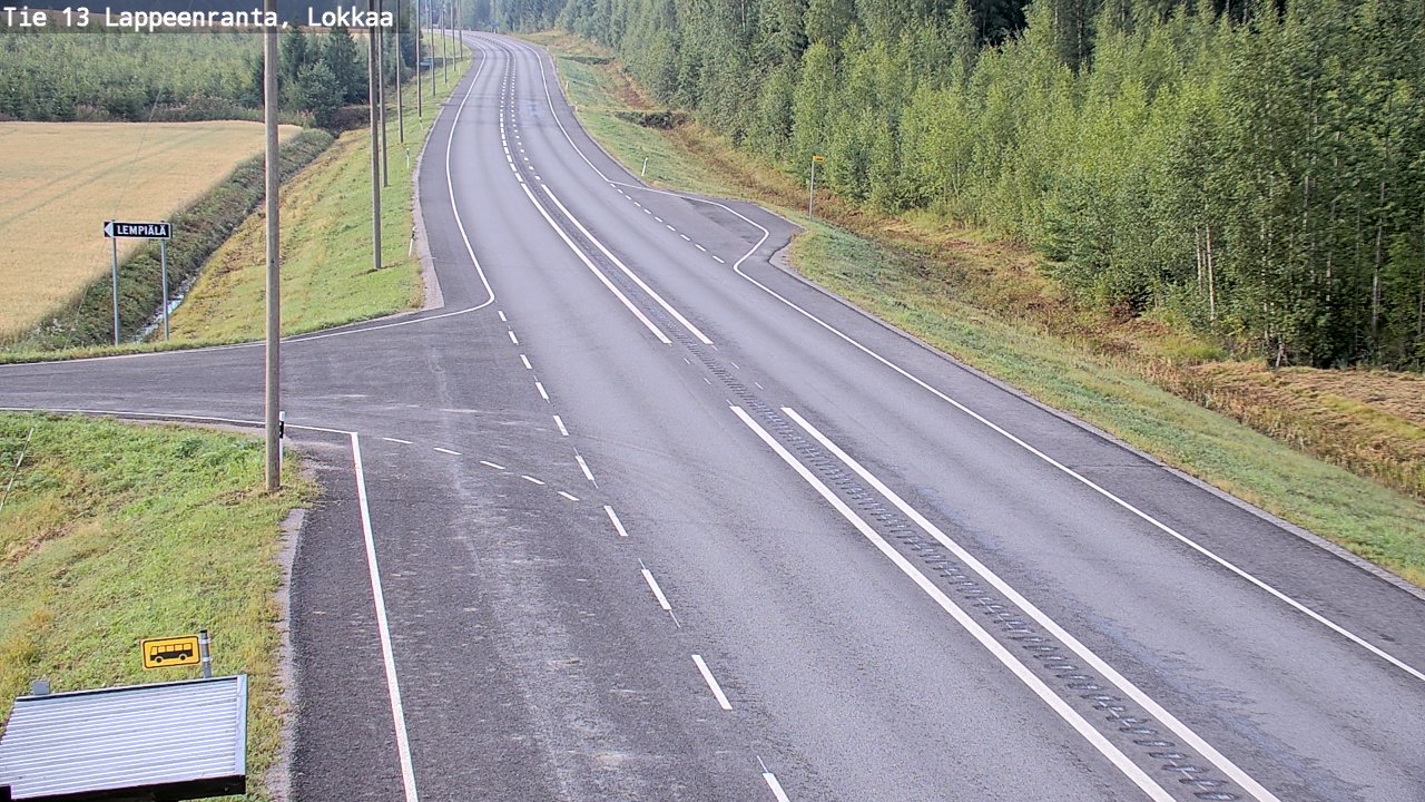 Weather Camera Image Road 13 Lokkaa straight, Lappeenranta, Etelä-Karjala