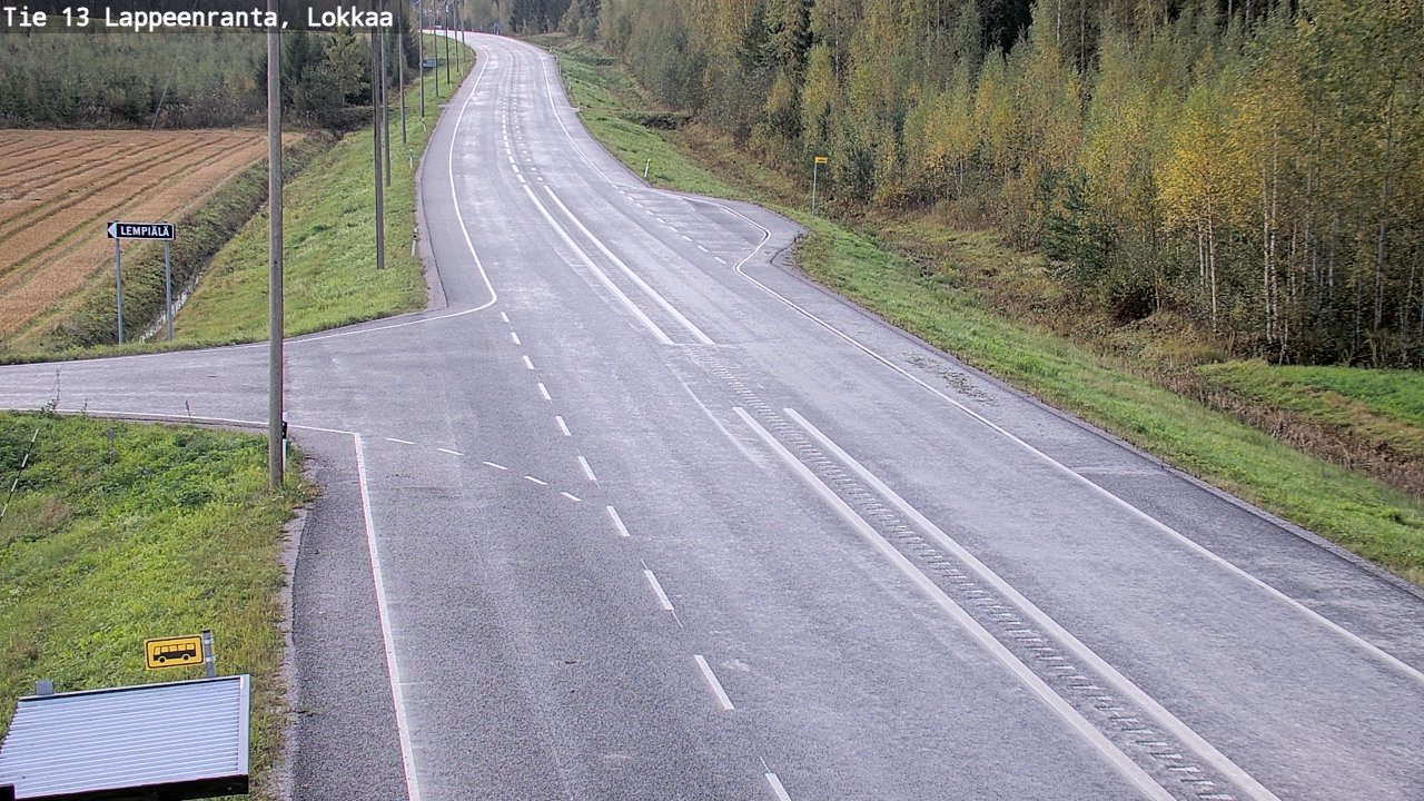Weather Camera Image Road 13 Lokkaa straight, Lappeenranta, Etelä-Karjala
