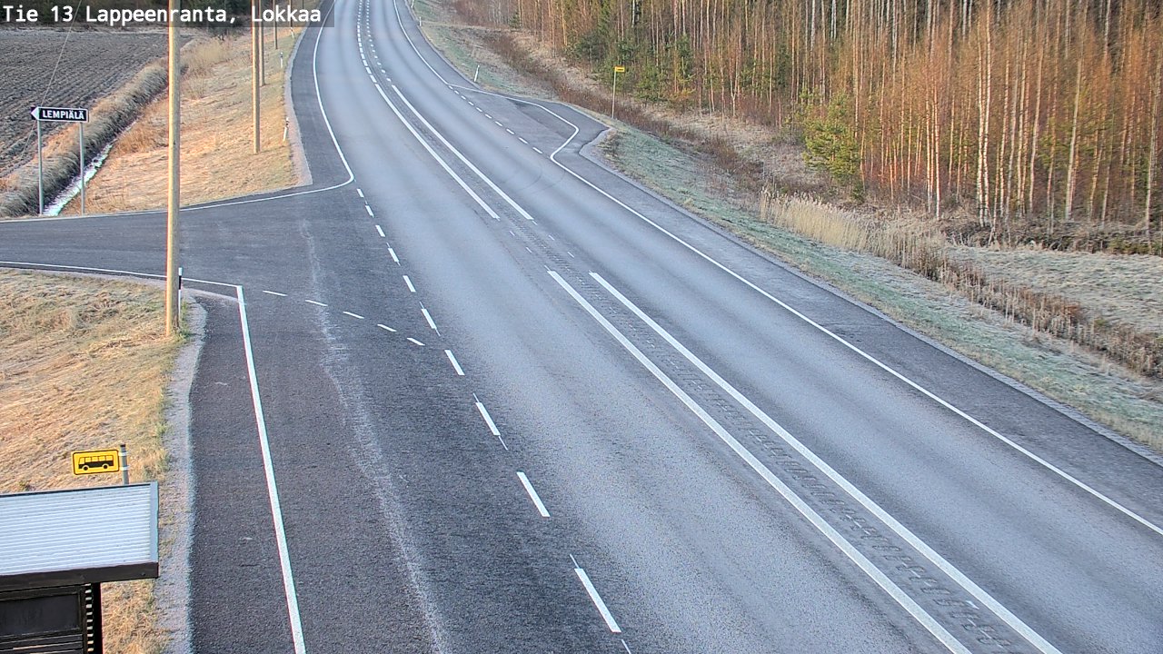 Weather Camera Image Road 13 Lokkaa straight, Lappeenranta, Etelä-Karjala