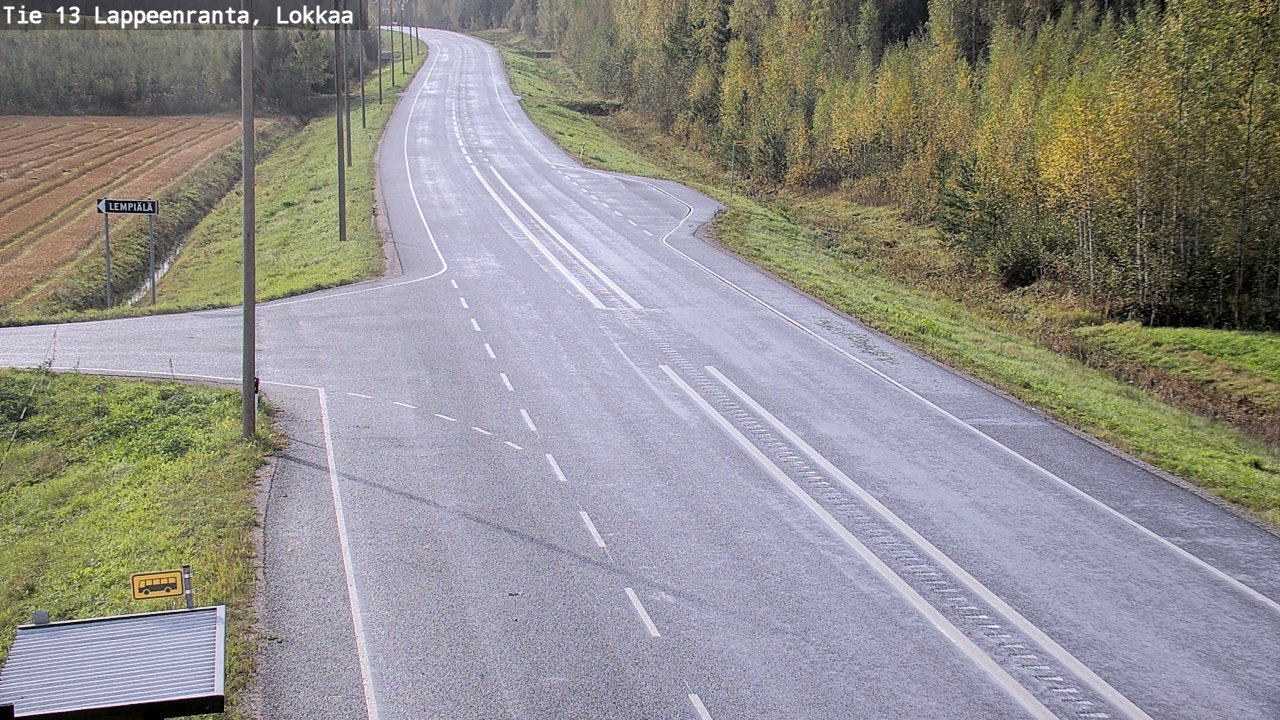Weather Camera Image Road 13 Lokkaa straight, Lappeenranta, Etelä-Karjala