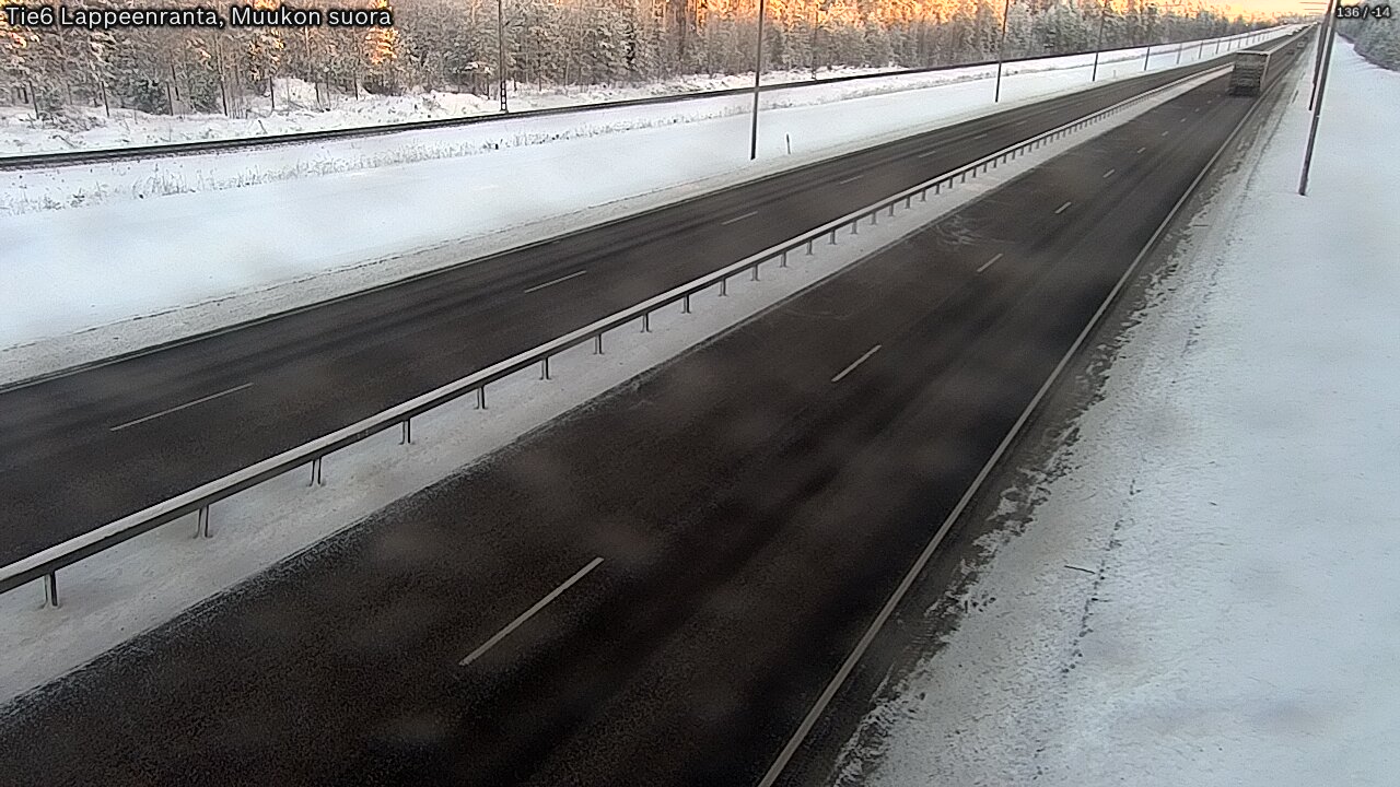 Weather Camera Image Road 6 Lappeenranta, Muukko straight, Lappeenranta, Etelä-Karjala