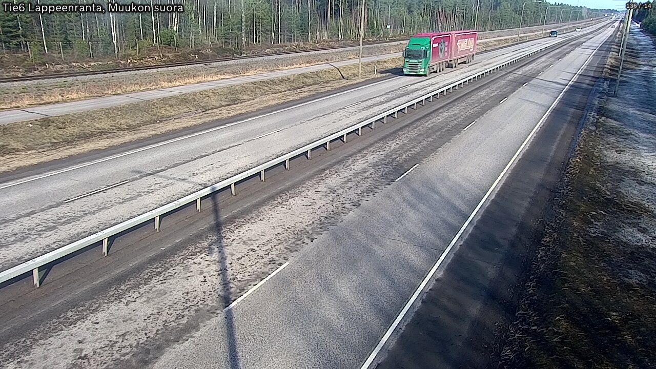 Weather Camera Image Road 6 Lappeenranta, Muukko straight, Lappeenranta, Etelä-Karjala