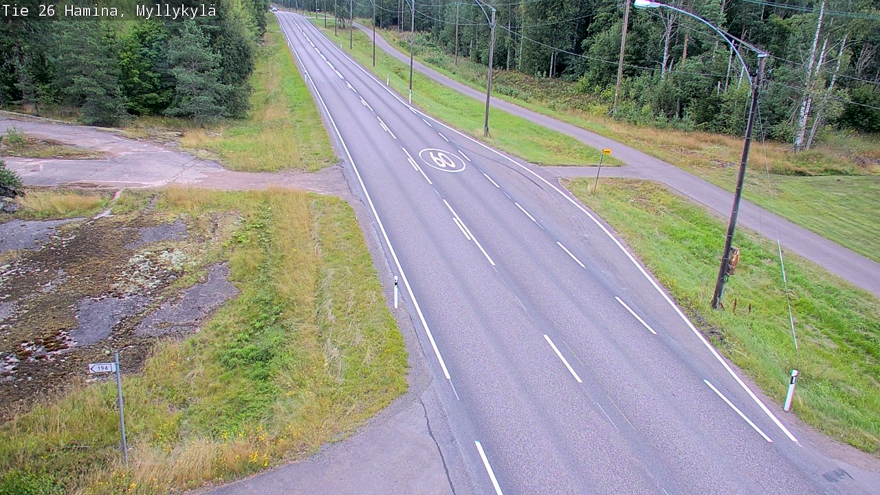 Weather Camera Image Väg 26 Hamina, Myllykylä, Hamina, Kymenlaakso