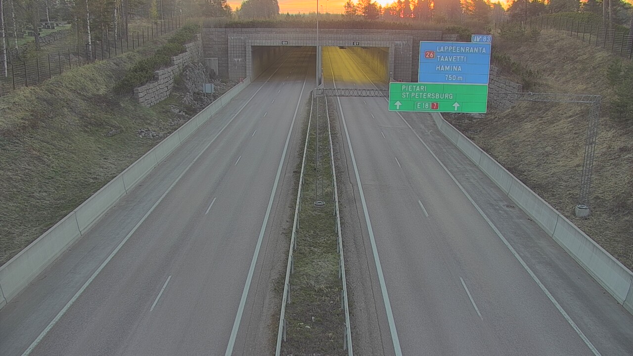 Weather Camera Image Väg 7 Fredrikshamn, Husula, suuaukko väst, Hamina, Kymenlaakso