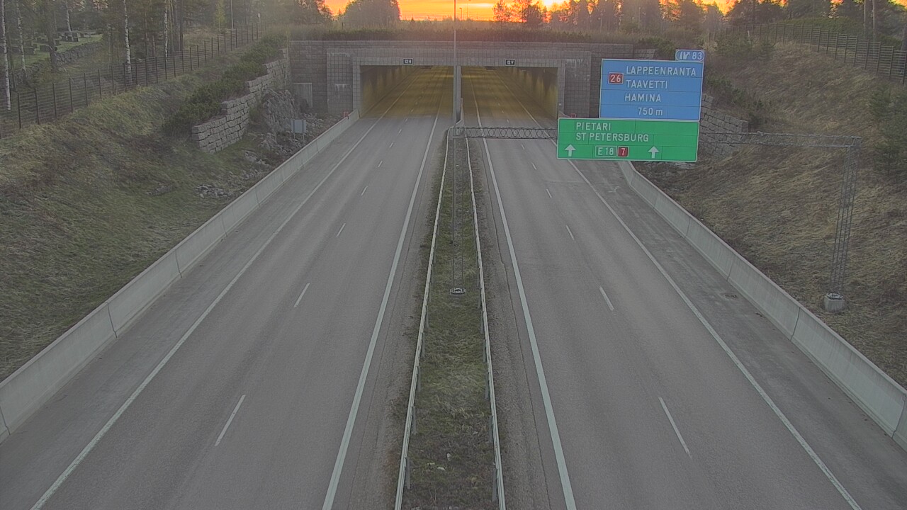Weather Camera Image Väg 7 Fredrikshamn, Husula, suuaukko väst, Hamina, Kymenlaakso