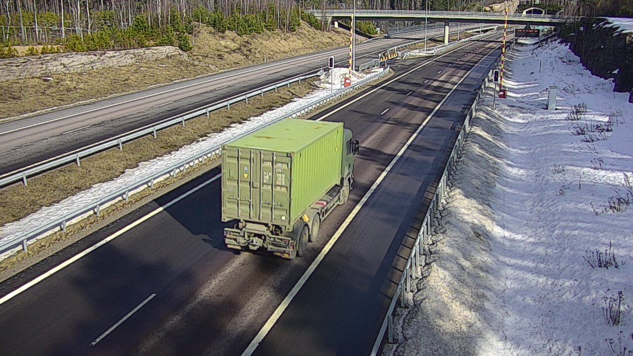 Weather Camera Image Väg 7 Vederlax, Vaalimaan tunneli, bom väst, Virolahti, Kymenlaakso
