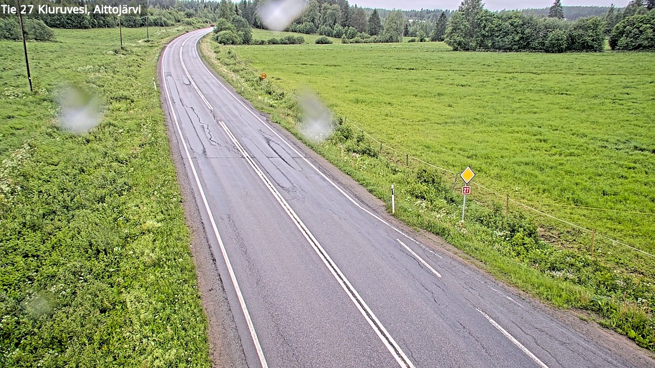Weather Camera Image Väg 27 Kiuruvesi, Aittojärvi, Kiuruvesi, Pohjois-Savo