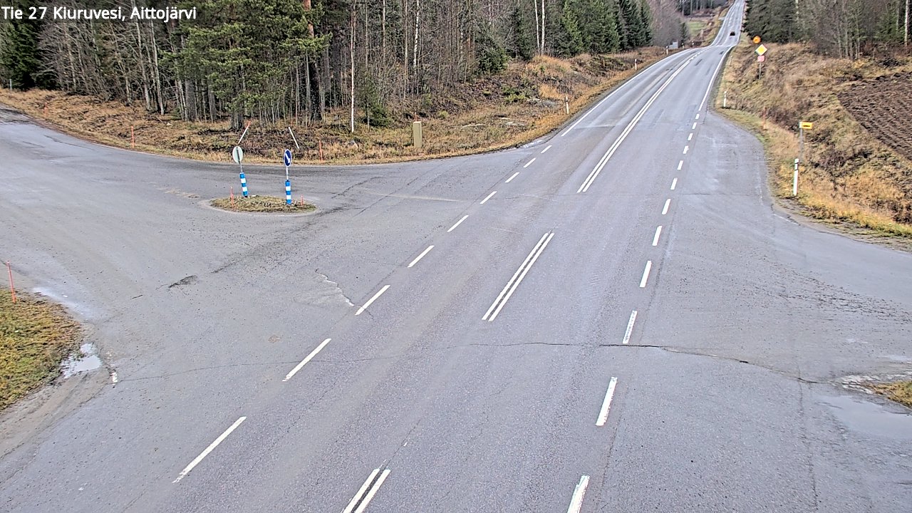 Weather Camera Image Väg 27 Kiuruvesi, Aittojärvi, Kiuruvesi, Pohjois-Savo