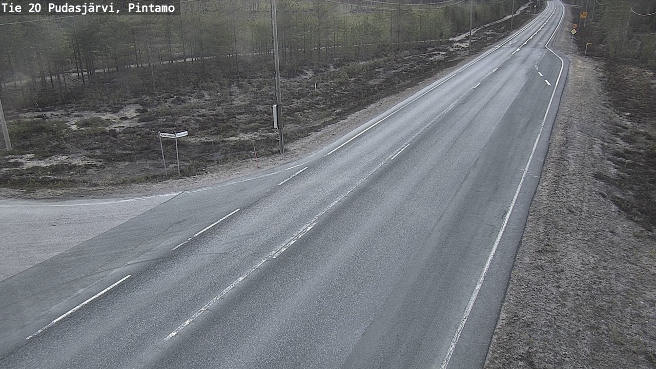 Weather Camera Image Road 20 Pudasjärvi, Pintamo, Pudasjärvi, Pohjois-Pohjanmaa