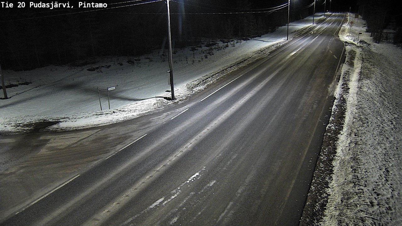 Weather Camera Image Road 20 Pudasjärvi, Pintamo, Pudasjärvi, Pohjois-Pohjanmaa