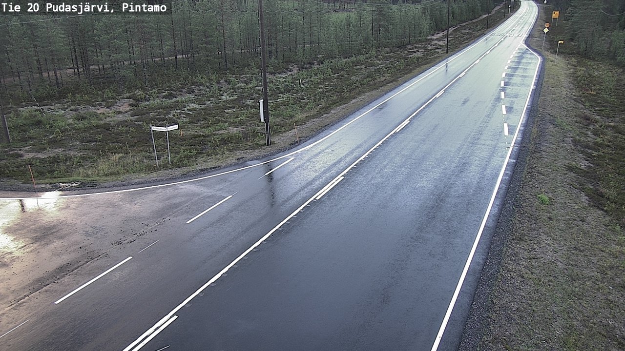 Weather Camera Image Road 20 Pudasjärvi, Pintamo, Pudasjärvi, Pohjois-Pohjanmaa