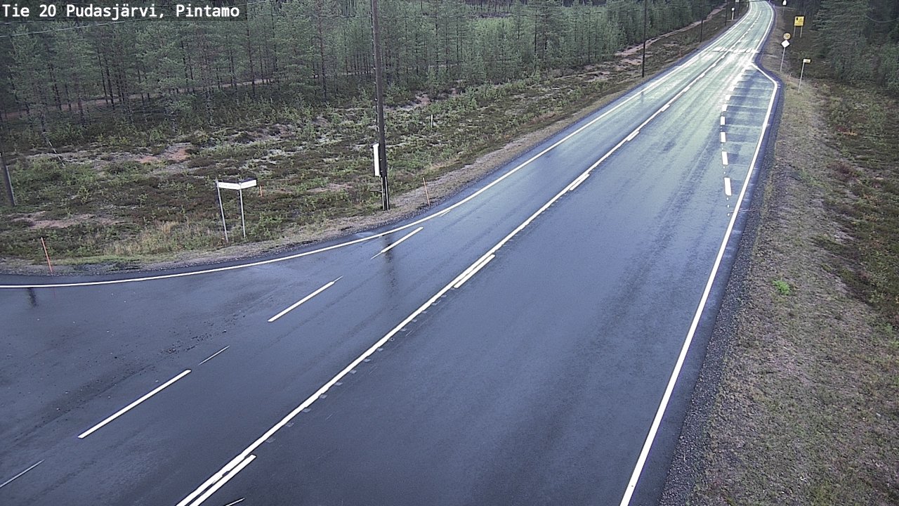 Weather Camera Image Road 20 Pudasjärvi, Pintamo, Pudasjärvi, Pohjois-Pohjanmaa