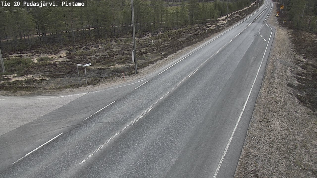 Weather Camera Image Väg 20 Pudasjärvi, Pintamo, Pudasjärvi, Pohjois-Pohjanmaa