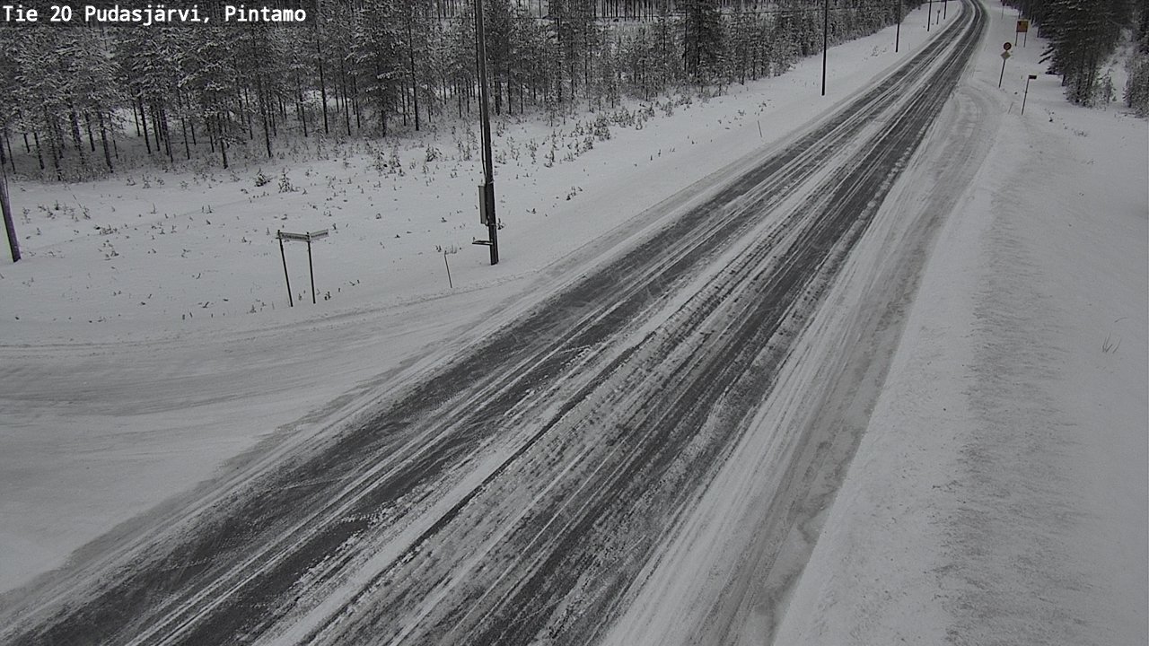 Weather Camera Image Road 20 Pudasjärvi, Pintamo, Pudasjärvi, Pohjois-Pohjanmaa