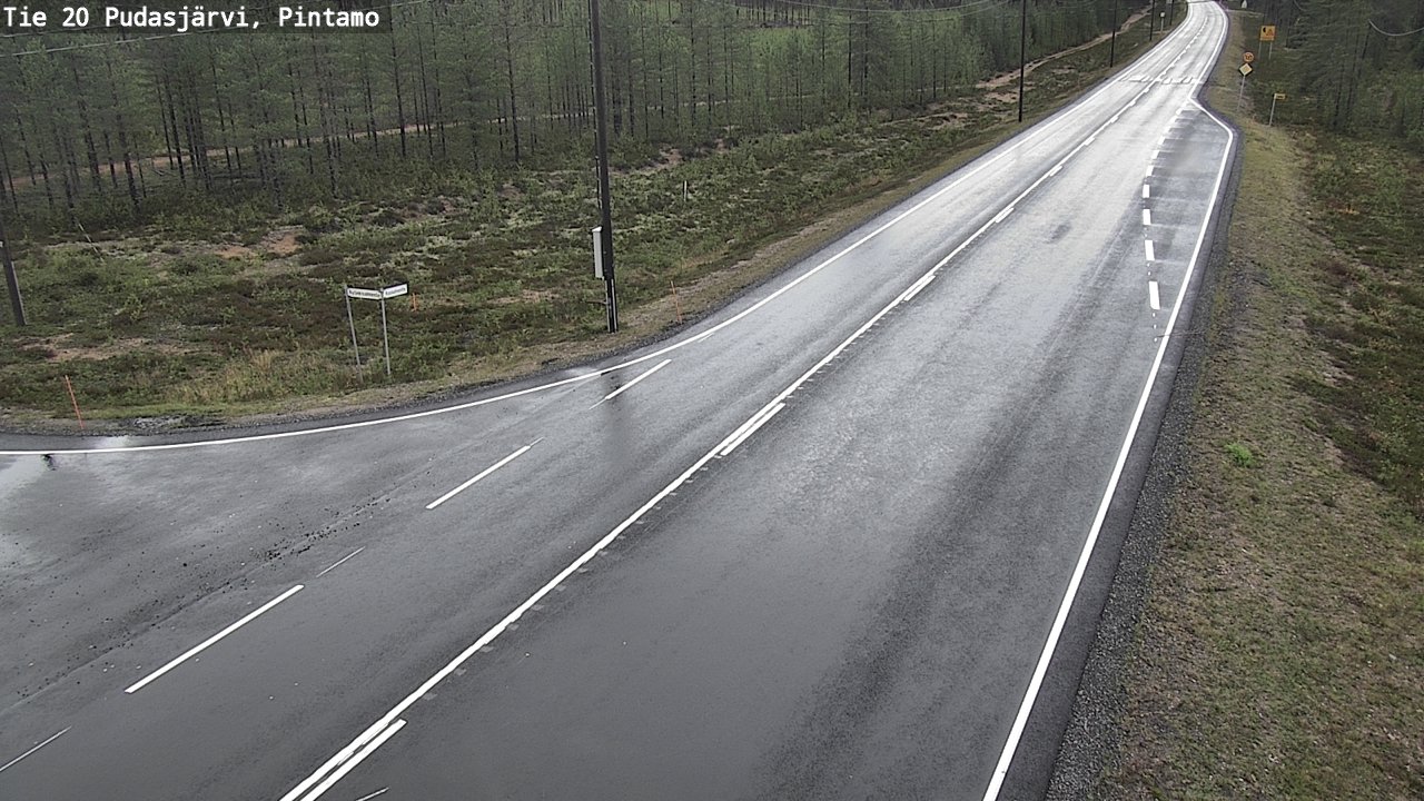 Weather Camera Image Road 20 Pudasjärvi, Pintamo, Pudasjärvi, Pohjois-Pohjanmaa