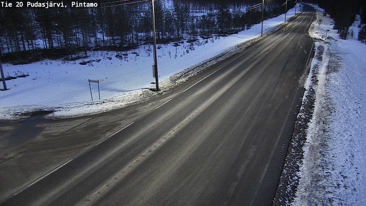 Weather Camera Image Road 20 Pudasjärvi, Pintamo, Pudasjärvi, Pohjois-Pohjanmaa