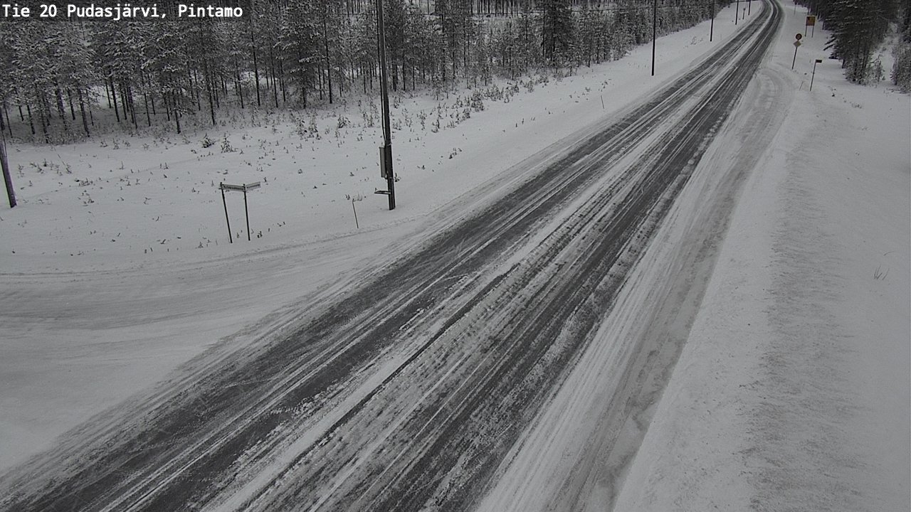Weather Camera Image Road 20 Pudasjärvi, Pintamo, Pudasjärvi, Pohjois-Pohjanmaa