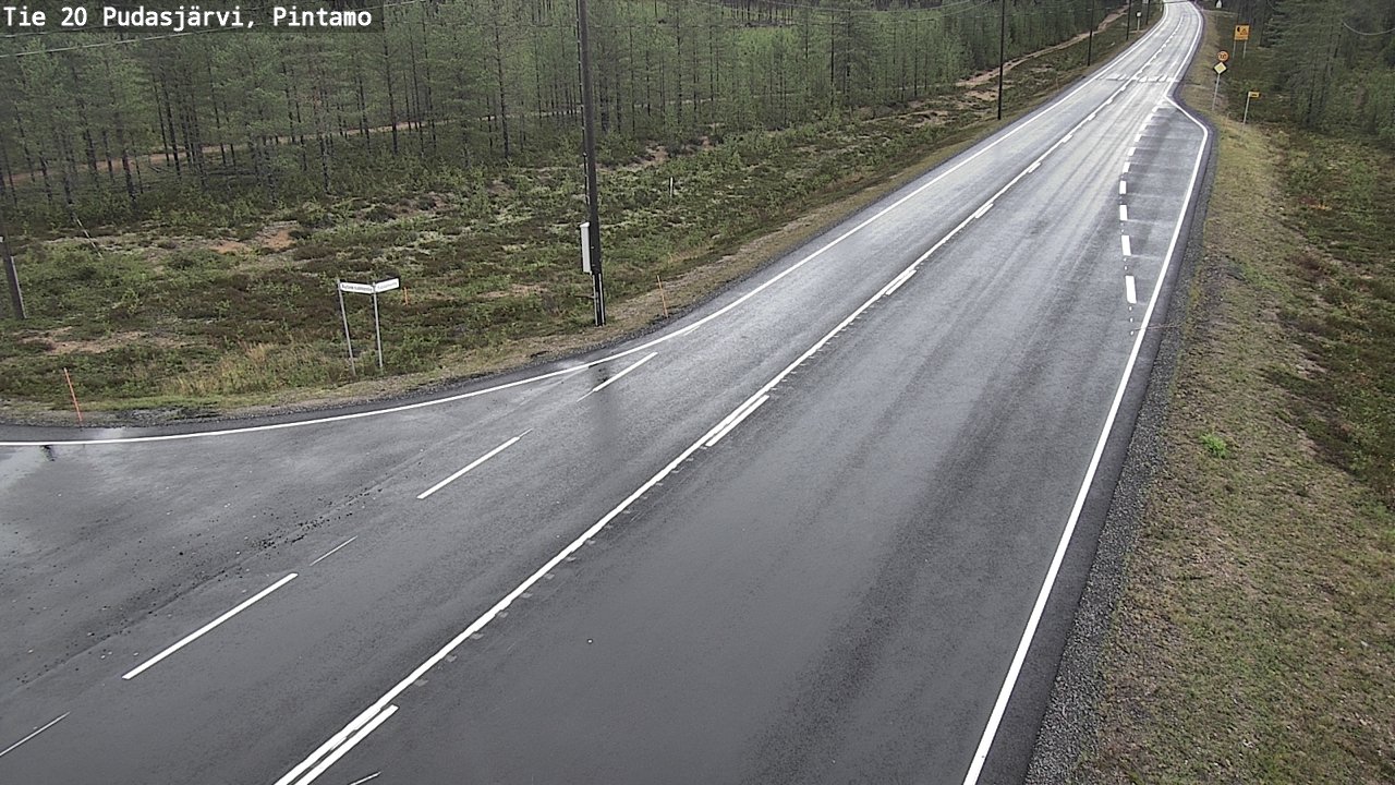Weather Camera Image Road 20 Pudasjärvi, Pintamo, Pudasjärvi, Pohjois-Pohjanmaa