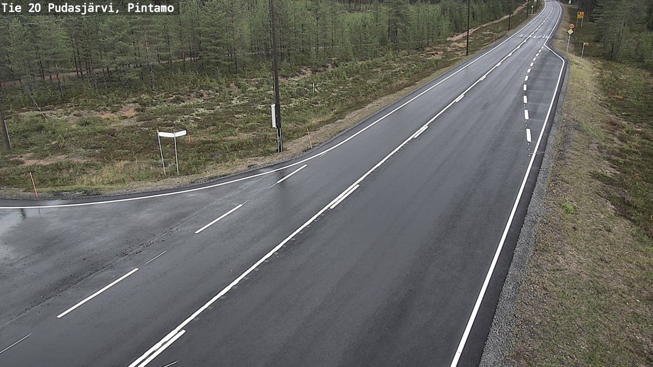 Weather Camera Image Road 20 Pudasjärvi, Pintamo, Pudasjärvi, Pohjois-Pohjanmaa
