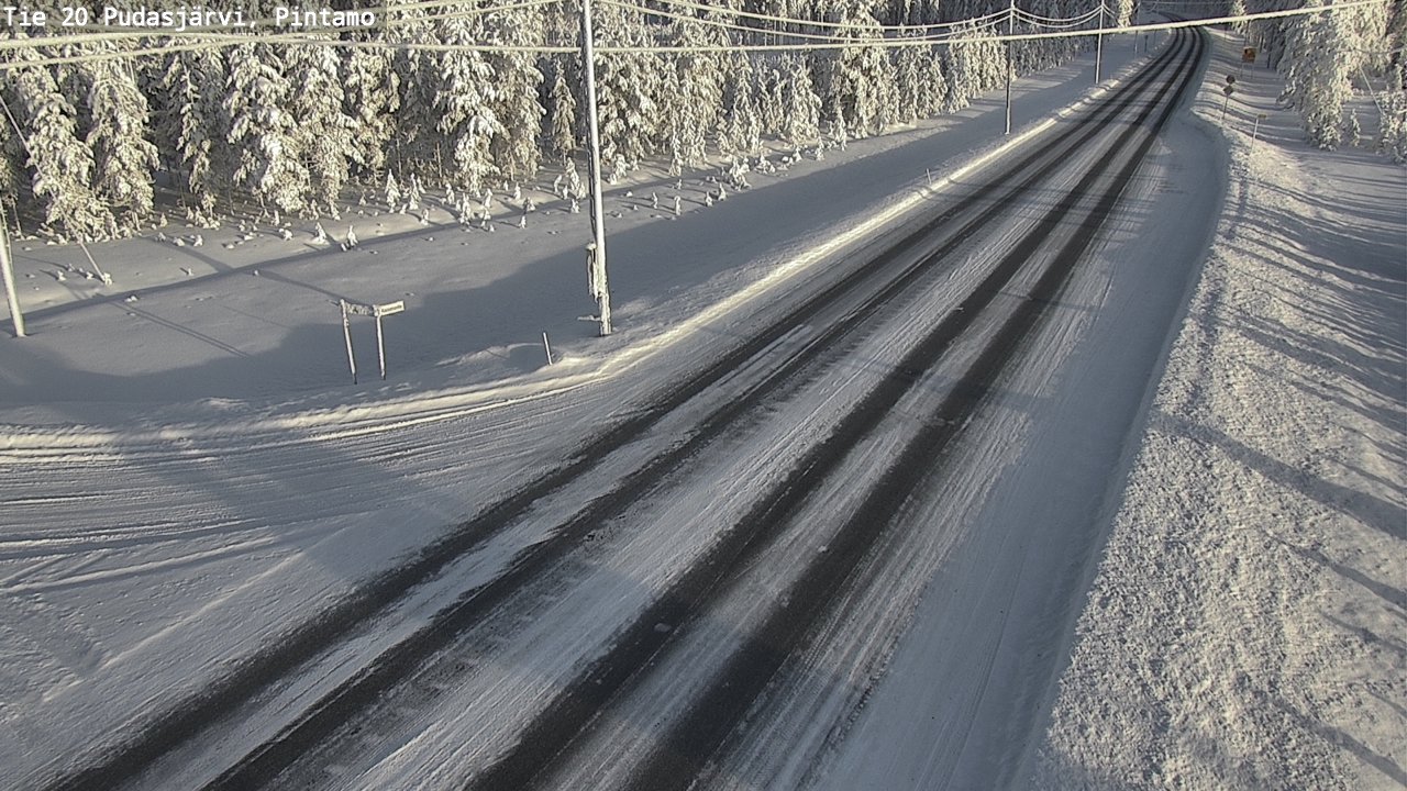Weather Camera Image Road 20 Pudasjärvi, Pintamo, Pudasjärvi, Pohjois-Pohjanmaa