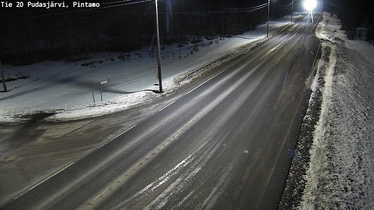 Weather Camera Image Road 20 Pudasjärvi, Pintamo, Pudasjärvi, Pohjois-Pohjanmaa