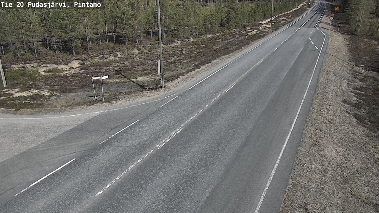 Weather Camera Image Road 20 Pudasjärvi, Pintamo, Pudasjärvi, Pohjois-Pohjanmaa
