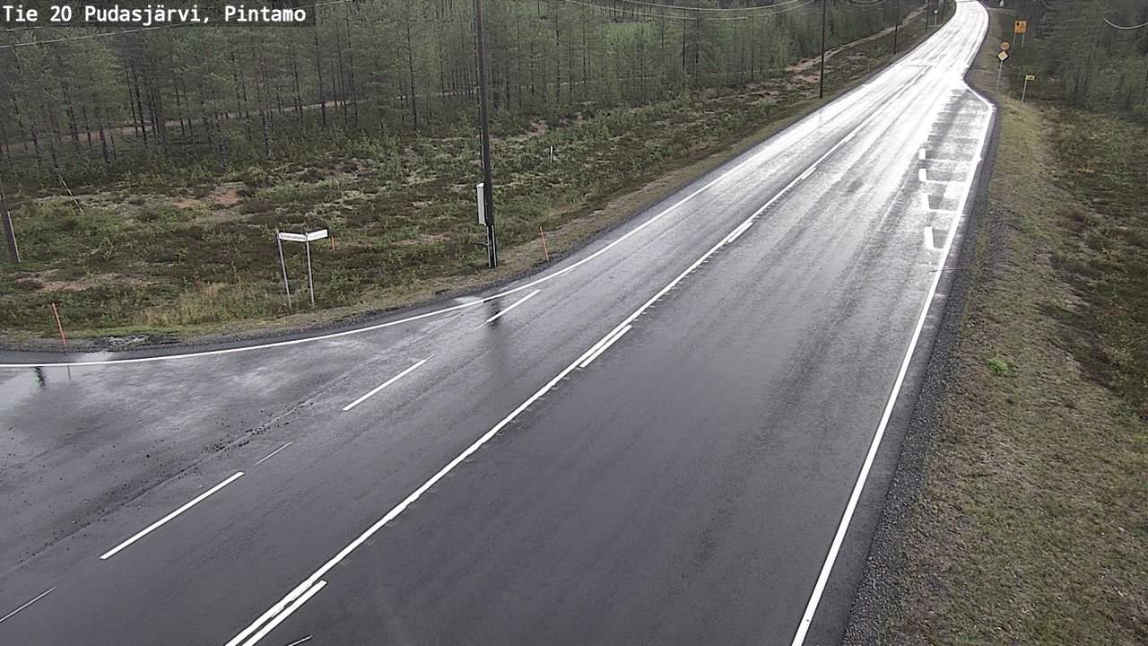 Weather Camera Image Road 20 Pudasjärvi, Pintamo, Pudasjärvi, Pohjois-Pohjanmaa