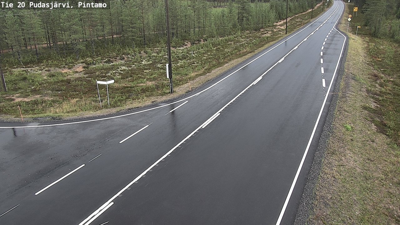 Weather Camera Image Road 20 Pudasjärvi, Pintamo, Pudasjärvi, Pohjois-Pohjanmaa