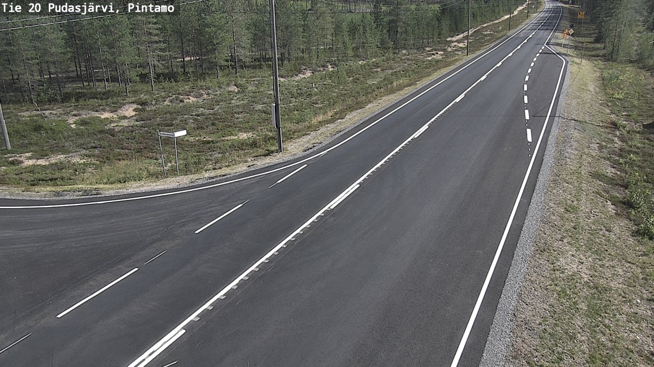 Weather Camera Image Road 20 Pudasjärvi, Pintamo, Pudasjärvi, Pohjois-Pohjanmaa