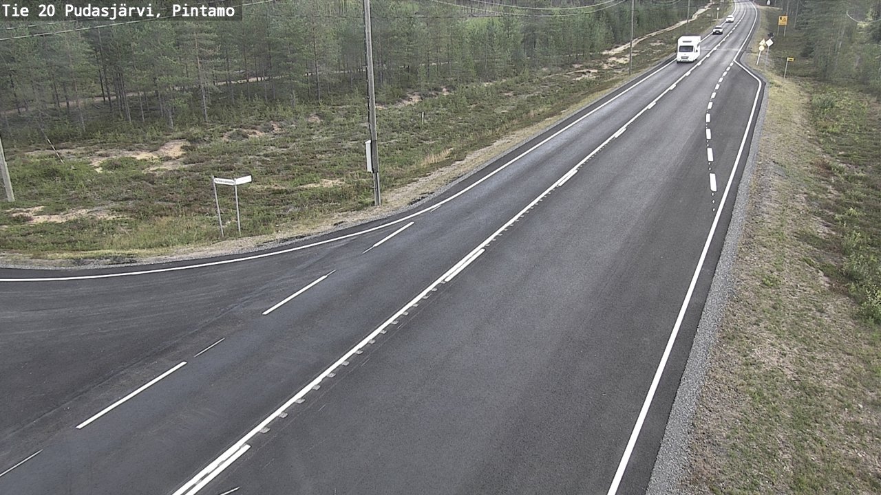 Weather Camera Image Road 20 Pudasjärvi, Pintamo, Pudasjärvi, Pohjois-Pohjanmaa