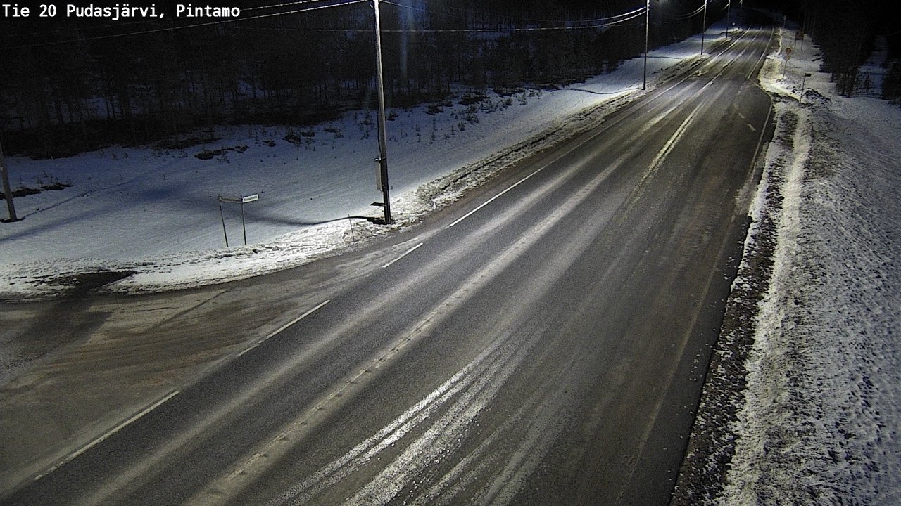 Weather Camera Image Road 20 Pudasjärvi, Pintamo, Pudasjärvi, Pohjois-Pohjanmaa