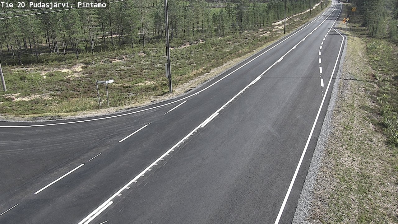 Weather Camera Image Road 20 Pudasjärvi, Pintamo, Pudasjärvi, Pohjois-Pohjanmaa